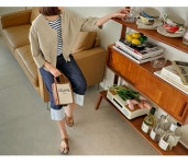 [[20%세일]46777/V넥가오리 7부 지퍼자켓]