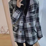 [[당일발송]브이넥 더블버튼 체크 자켓]
