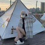 [간절기 내추럴 체크 루즈핏 셔츠]