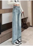 [◈[당일발송] 사이드 더블라인 연청 스트레이트 데님]