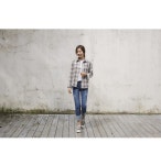 [8DA13278BB_씨유자수 체크 셔츠] 저스트원