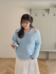 이블렛by제이스타일 [빅사이즈]이블렛 토르메 울 보카시 V넥 니트 제이스타일