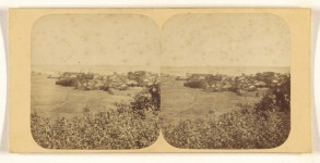 Yakuama. View of the New City of Yakuama, with European Shipping in the Bay. (Getty Museum)