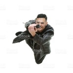 Above View Of Man In Action With Gun 스톡 사진 601022040 | iStock //www.twodozendesign.info/i/1.png