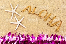 Aloha Greeting From Beach Of Hawaii stock photo 533455942... The Hawaiian greeting of hello aloha written on the sandy beach of...