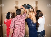 노크하기 유클리드의 도어 스톡 사진 133623740 | iStock Four people knocking at the door. Image was taken at the iStockphoto...