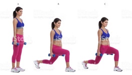 Reverse Dumbbell Lunge stock photo 499779916 | iStock Hold a pair of dumbbells at arms length next to your sides, your...