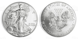 실버 이글 코인 스톡 사진 467009779 | iStock Front and back of an one ounce silver eagle coin, isolated on white...