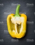 외동 옐로우 자르다 파프리카 On 스톤 스톡 사진 472339950 | iStock One sliced yellow sweet pepper half isolated on dark grey... 