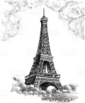 Eiffel Tower stock vector art 609948662 | iStock Eiffel tower drawn pen and ink