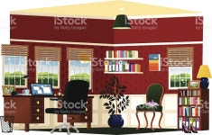 스터디룸 및 내정부 일러스트 165972547 | iStock Isolated illustration of a typical home office and study room. Around...