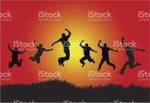 승리 이동하거나 일러스트 165067289 | iStock Young people celebrating.