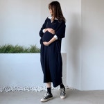 [임부복*크로잉 카라배색 원피스]