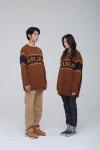 엠에이더블유(MAW) 유니섹스 드롭 숄더 컬러블록 레터링 라운드 니트 브라운 [M17W1KT8010] - 17,900원 | 무신사 스토어
