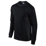 	Gildan G2410BLK-M Adult Long Sleeve Pocket Tee Shirt Black... Gildan G2410BLK-M Adult Long Sleeve Pocket Tee Shirt Black Medium... 