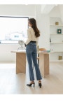 (PT-3901)세미 부츠컷 언발란스 컷팅 데님 팬츠