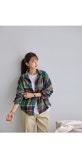 나크21 - [55~100] 포실한 피치기모 워싱으로 따뜻하게 입는 퍼프소매 체크셔츠