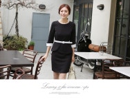 [셀린 배색 벨트 원피스(+B)] My Classy Style, ODE