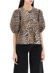 GANNI | 가니 SS25 leopard print peplum blouse F9116 LEOPARD 가니 SS25 leopard print peplum blouse F9116 LEOPARD