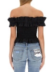 가니 SS25 TOP CON SPALLE SCOPERTE F7917_099 BLACK