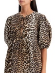 GANNI | 가니 organic cotton smocked dress F9758 LEOPARD 가니  organic cotton smocked dress F9758 LEOPARD