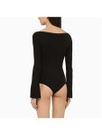 Black viscose bodysuit with cut-out 224JBD078JS0066 꾸레쥬 SS24 Courreges Black viscose bodysuit with cut-out 224JBD078JS0066