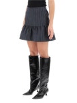 GANNI | 가니 Ganni pinstriped mini skirt with flounce hem F8673 가니 Ganni pinstriped mini skirt with flounce hem F8673