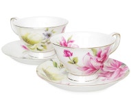 도매꾹 :: 대한민국1위 돈버는 쇼핑 - 도매꾹 [도매꾹] 본차이나 플로라 부부 커피잔 2인조 4PCS 세트/0115