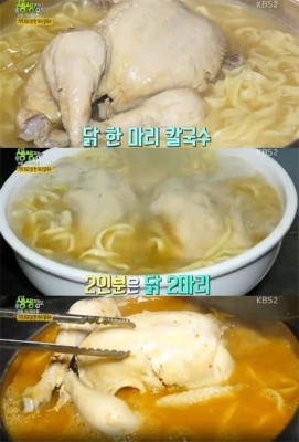 뽐뿌:방송/연예뉴스 - '2TV 생생정보', 닭 한마리 칼국수 화제…1인 1닭 가격이 6500원 | 웹