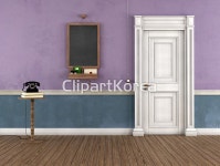 통로이미지(주) 3D,__적합한콘텐츠,공간,마루,목재,문,바닥,벽,보라색,빈티지,사람없음,실내,인테리어,전화기,책,칠판,퍼플,해외포토,협탁