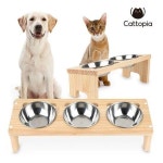 캣토피아 원목 애견식탁 스텐식기 2구  - NS홈쇼핑  캣토피아 원목 애견식탁 스텐식기 2구  - NS홈쇼핑