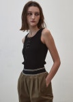 [SIGREAT시그레이트]RIBBED LACE-UP TOP_ BLACK [W CONCEPT]