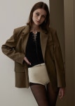 [SIGREAT시그레이트]RIBBED LACE-UP TOP_ BLACK [W CONCEPT]