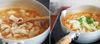 묵은지 김치찌개~ 돼지고기 대패삼겹살 넣고 보글보글