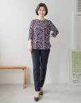 엄마옷 마담4060 - 큐리플라워티셔츠-ATE303003-