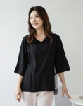 엄마옷 마담4060 - V카라나염블라우스-MBL303002-