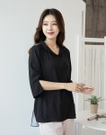 엄마옷 마담4060 - V카라나염블라우스-MBL303002-