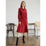 [에프코코로미즈] corduroy waist ruffle dress RD - 주식회사 서울쇼룸 [에프코코로미즈] corduroy waist ruffle dress RD