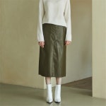 [블랭크03] stitch leather skirt_khaki - 주식회사 서울쇼룸 [블랭크03] stitch leather skirt_khaki