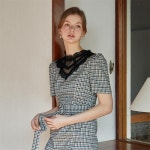 [에프코코로미즈] lace point check mermaid dress BK - 주식회사 서울쇼룸 [에프코코로미즈] lace point check mermaid dress BK