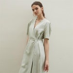 [에프코코로미즈] sleeve P linen wrap dress MT - 주식회사 서울쇼룸 [에프코코로미즈] sleeve P linen wrap dress MT