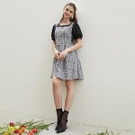 [에프코코로미즈] square neckline check dress BK - 주식회사 서울쇼룸 [에프코코로미즈] square neckline check dress BK