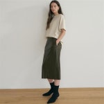 [블랭크03] stitch leather skirt_khaki - 주식회사 서울쇼룸 [블랭크03] stitch leather skirt_khaki