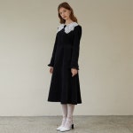[에프코코로미즈] big collar corduroy dress BK - 주식회사 서울쇼룸 [에프코코로미즈] big collar corduroy dress BK