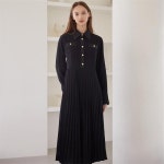 [에프코코로미즈] botton p pleats long dress BK - 주식회사 서울쇼룸 [에프코코로미즈] botton p pleats long dress BK