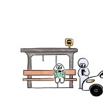 버스정류장 앞 택시 특