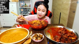 홈메이드 쭈꾸미비빔밥(쭈꾸미볶음,밥,콩나물,무생체,열무김치,김가루,참기름) +된장국 먹동이 먹방 - kakaoTV 홈메이드 쭈꾸미비빔밥... 