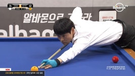 [당구-3쿠션] 불편한 자세로 득점에 성공하는 이주호_2부 준결승_2018 알바몬 코리아당구왕5차대회 - kakaoTV [당구-3쿠션] 불편한 자세로... 