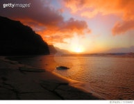 717246457 | 게티이미지코리아 | Scenic View Of Sea Against Orange Sky Royalty-Free 이미지