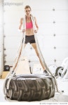 한국타이어용진밧줄 | 722211949 | 게티이미지코리아 | Woman holding heavy ropes standing on tire in gymnasium Royalty-Free 이미지